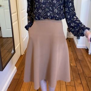 Camel textured a line skirt with pockets